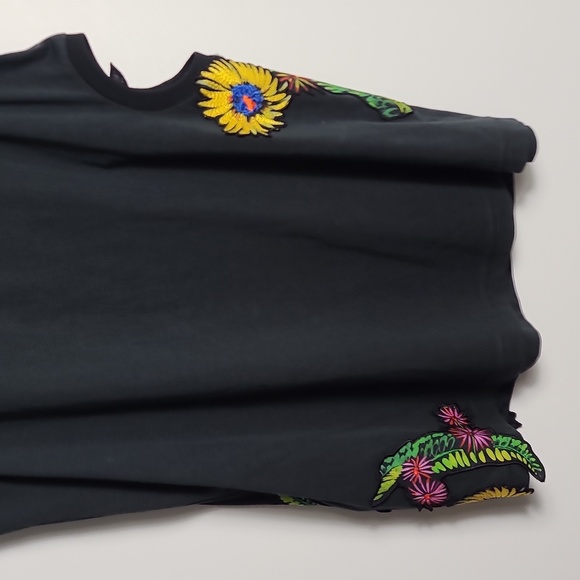 3.1 PHILLIP LIM Embroidered Floral Patch Tank with Cut Out Design Black Size XS - Picture 10 of 14